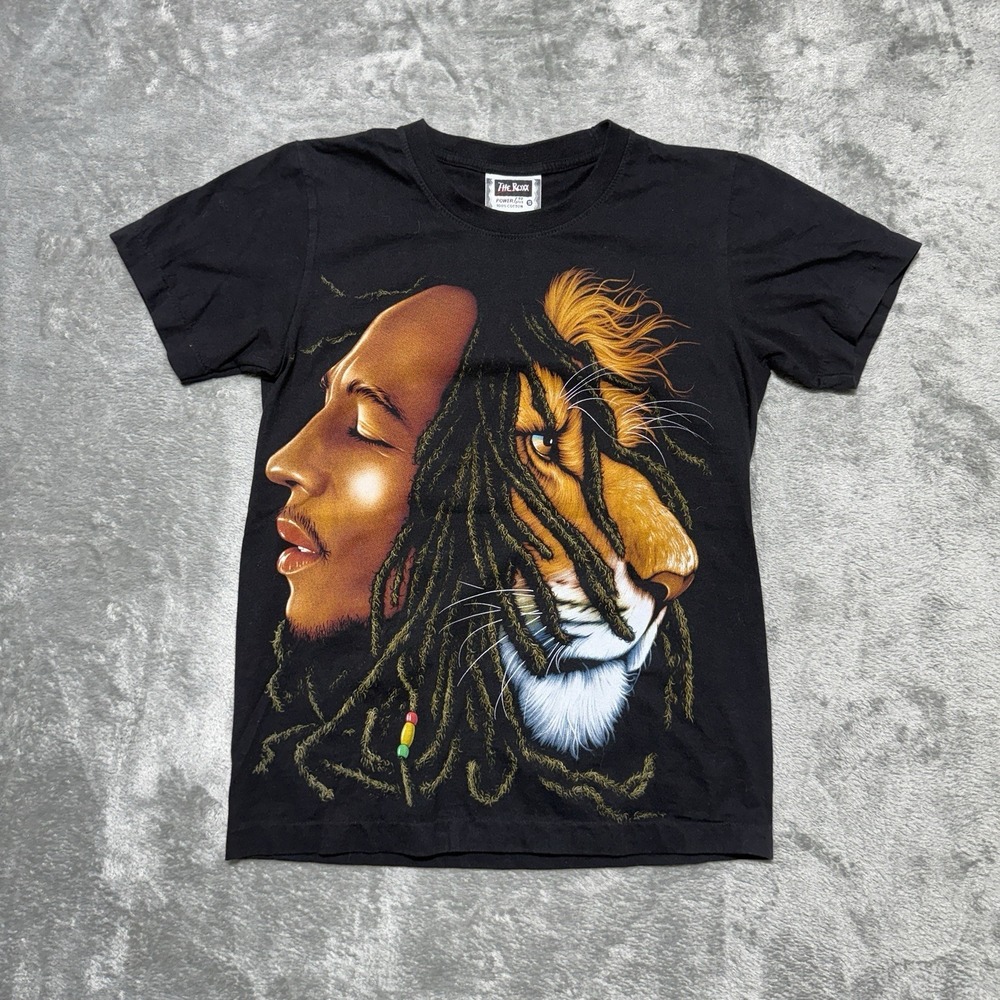 Vintage Y2K Bob Marley The Roxx Double Sided Lion Graphic T-Shirt Men's Small